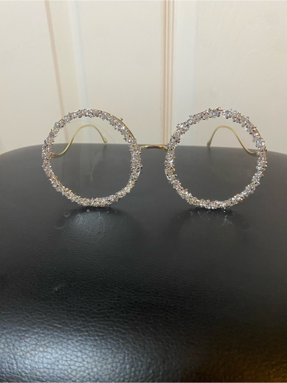 Round Crystal Embellished Sunglasses in Gold